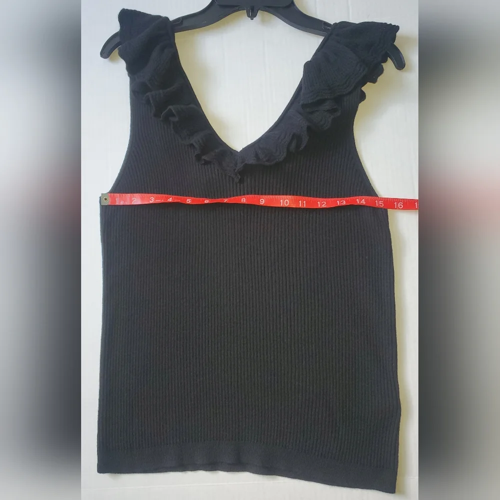 GAP Factory Women's Sleeveless Ruffle Edge Sweater Tank Top Sz XXL BLK - Picture 12 of 13